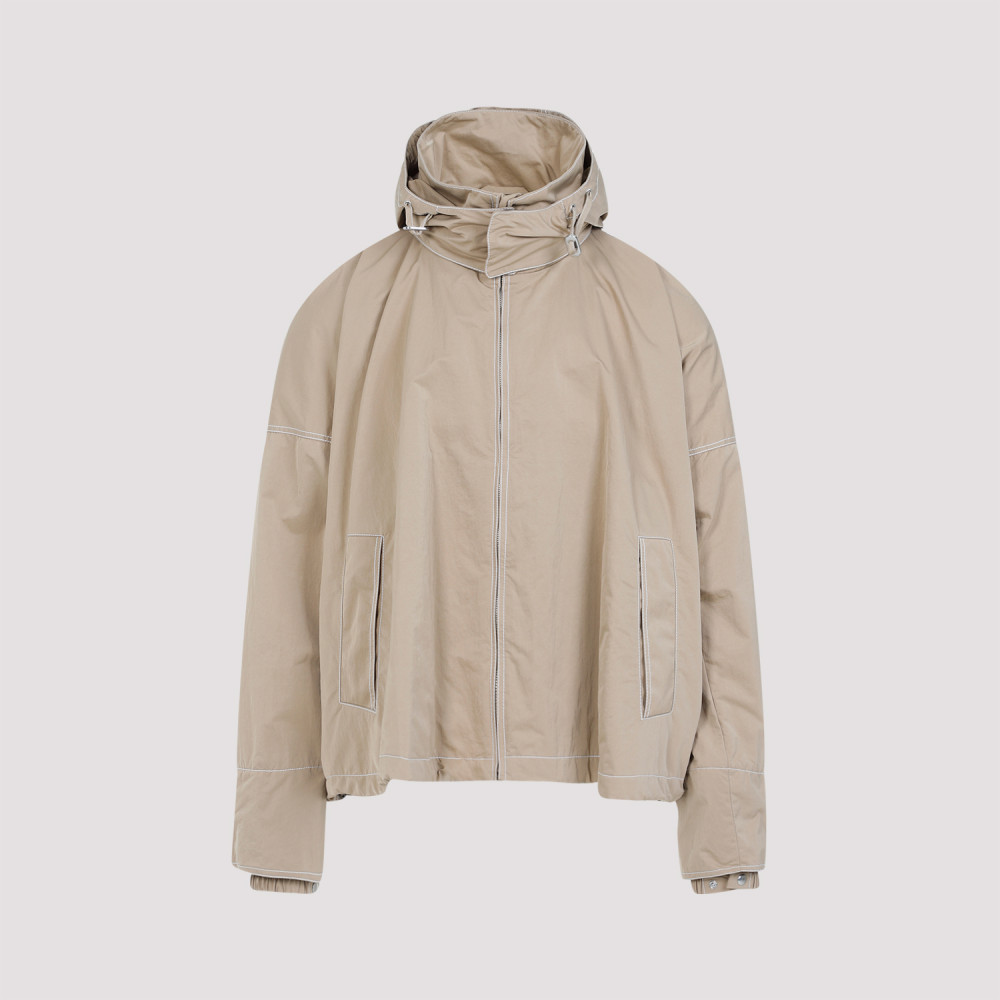 Shop Bottega Veneta Beige Adjustable Hood Jacket