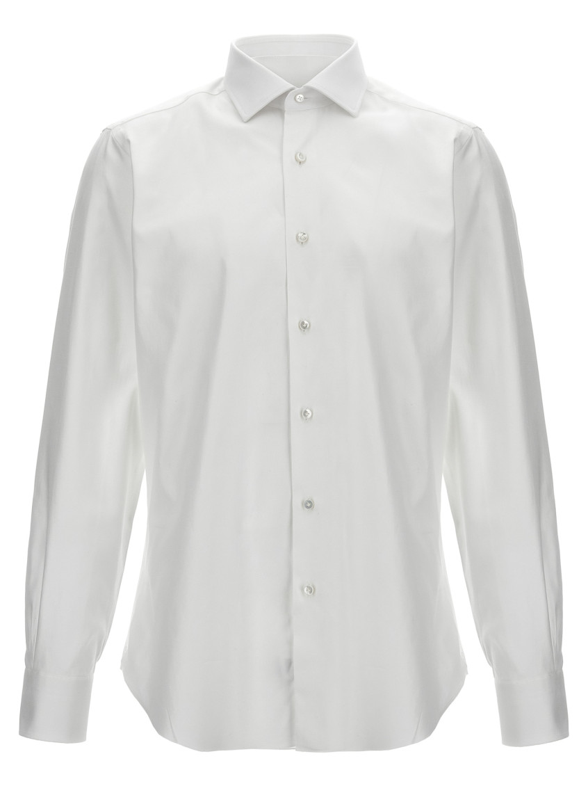 Barba Napoli Tailored Cotton Shirt Buttoned Cuffs In White