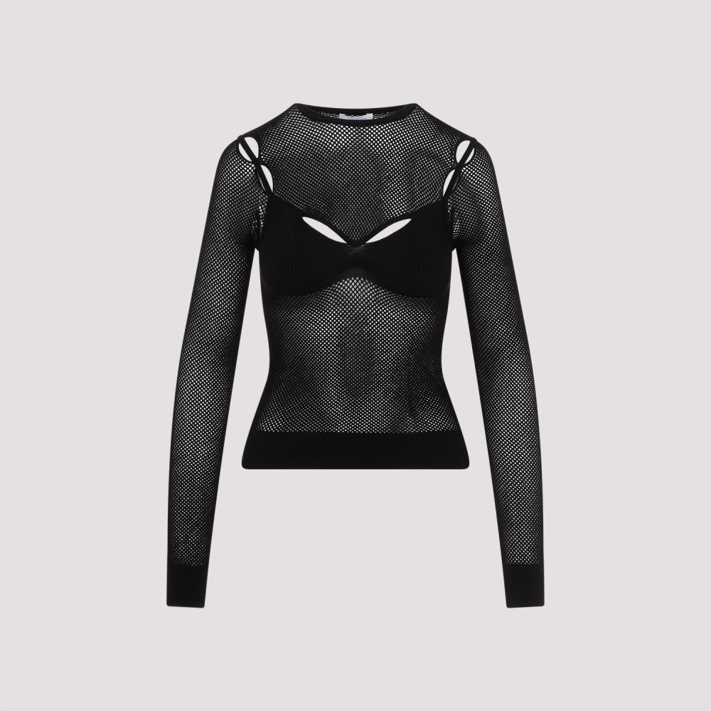 Off-white Net Arrow Bralette Black Viscose Top In Black