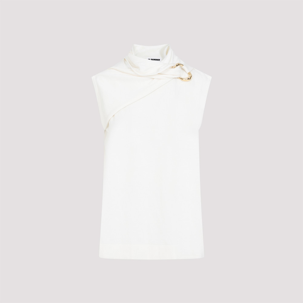 Shop Jil Sander White Coconut Draped Tank Top