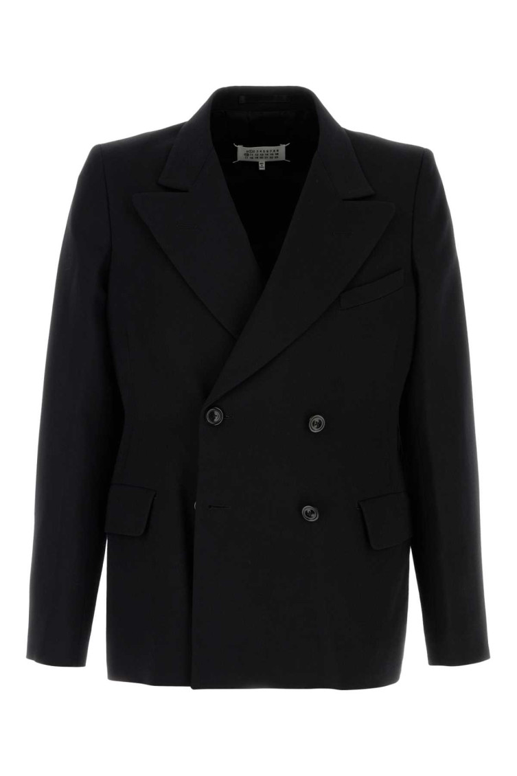 Maison Margiela Black Double-breasted Jacket In Wool