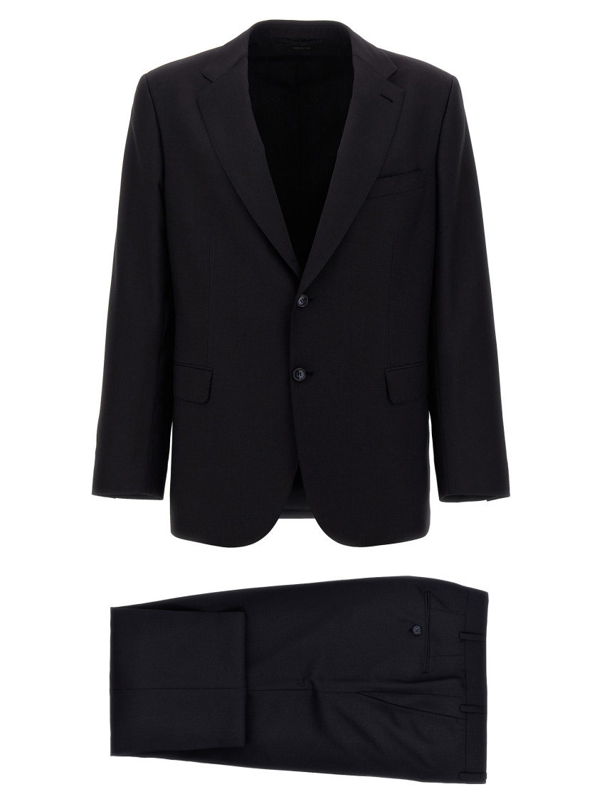 Brioni 'trevi' Suit Featuring Back Pockets In Navy Blue