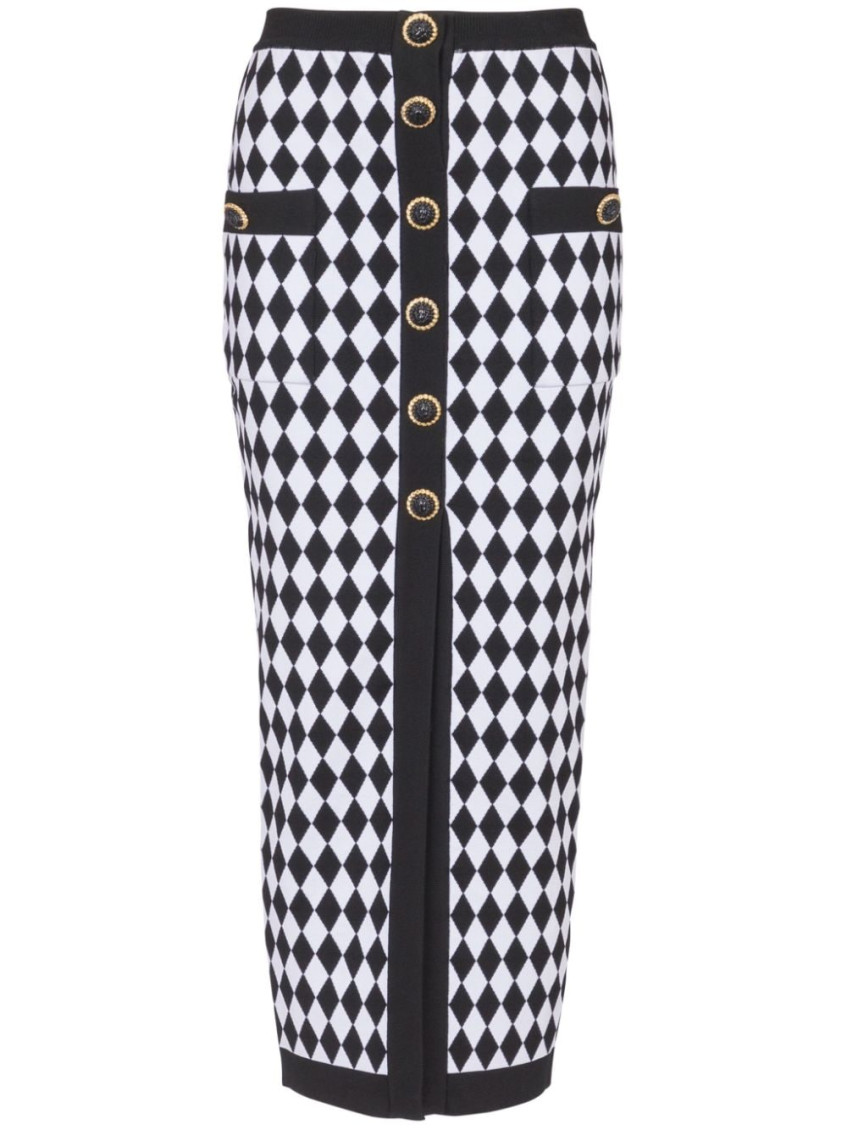 Balmain Buttoned Midi Skirt In Black
