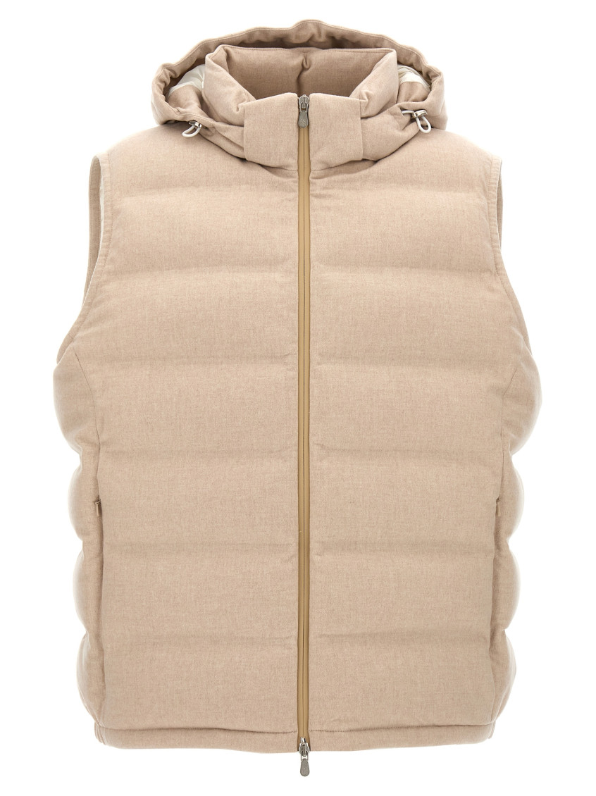 Shop Brunello Cucinelli Beige Padded Vest