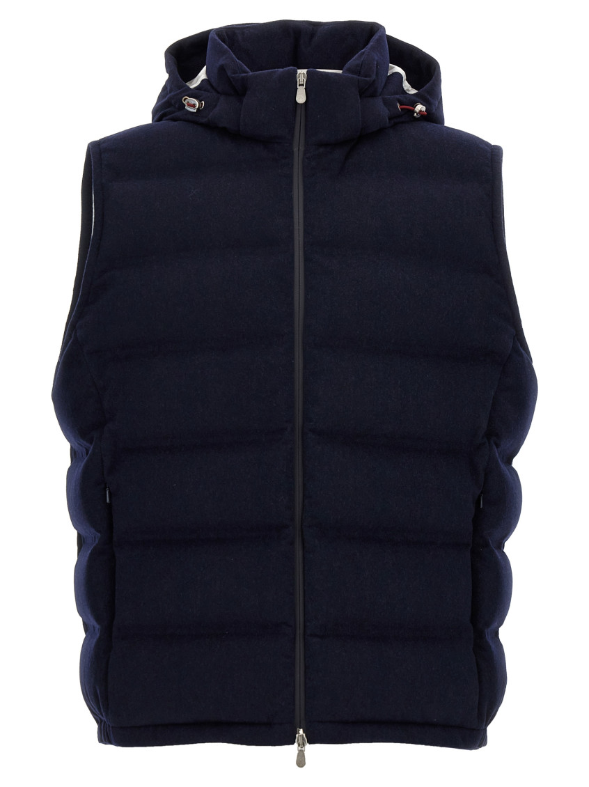 BRUNELLO CUCINELLI NAVY BLUE PADDED WOOL VEST 