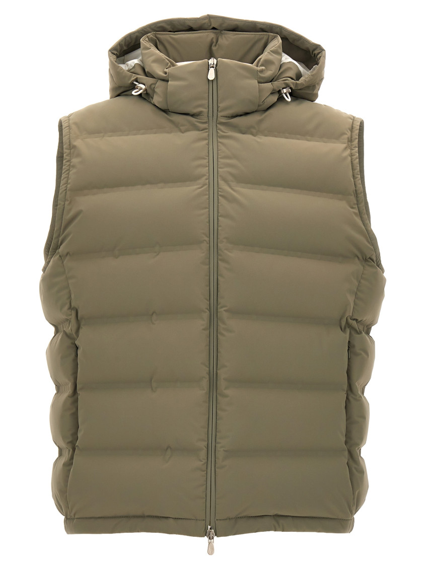 Shop Brunello Cucinelli Green Hooded Vest