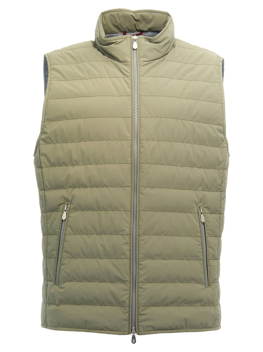 Shop Brunello Cucinelli Light Green Padded Vest