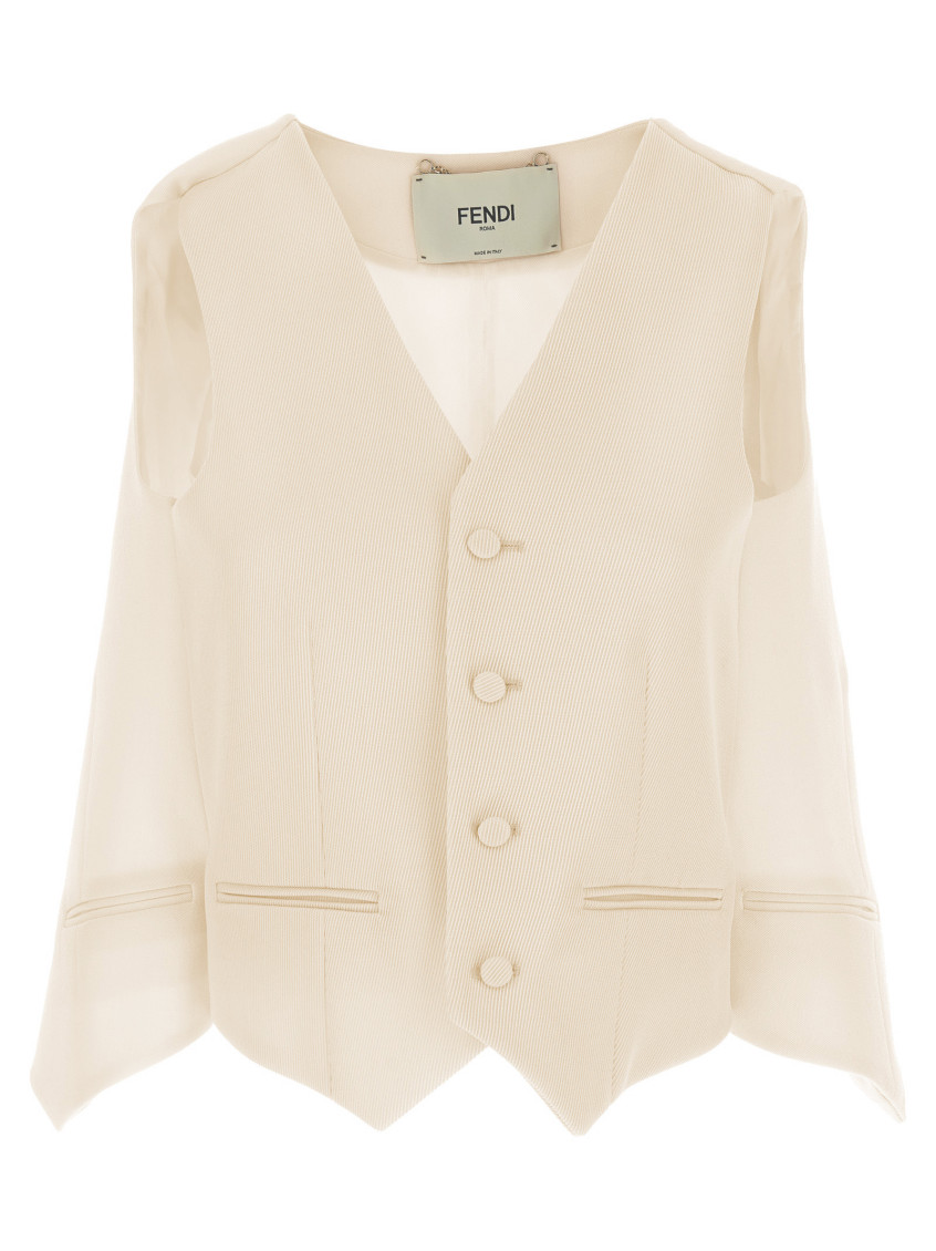 FENDI WHITE CUT OUT DECONSTRUCTED VEST