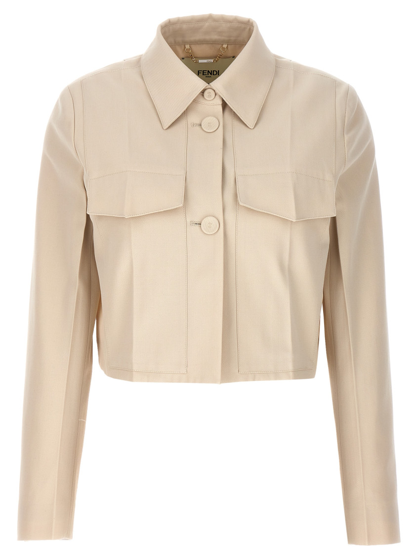 Shop Fendi Beige Tailored Crop Jacket