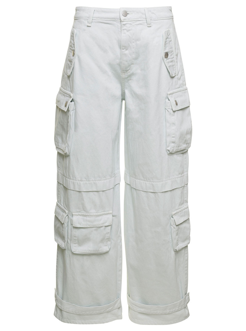 Icon Denim Los Angeles White Low Waisted Cargo Jeans In White