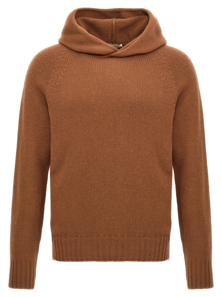 Ma'ry'ya Wool Hooded Sweater In Brown