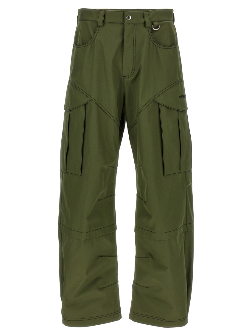 Off-white Embroidered Cargo Straight Trousers In Green