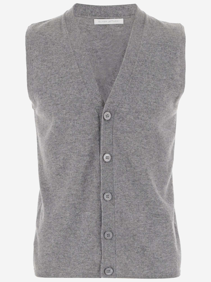 Oliver Lattughi Cashmere Vest In Dark Grey