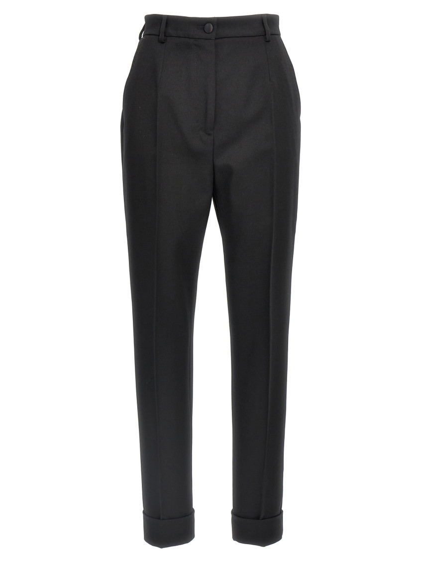 Dolce & Gabbana Turned-up Hem Tailored Trousers In Black