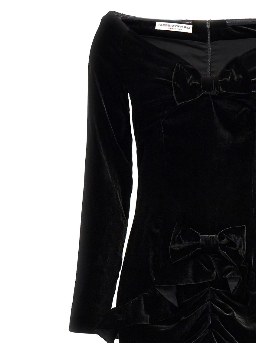 【関税込み】ALESSANDRA RICH VELVET OFF THE SHOULDER DRESS Alessandra Rich Black Velvet off the shoulder dress for