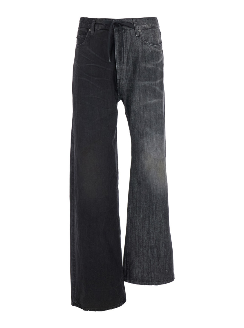 Shop Balenciaga Black Fifty-fifty Jeans