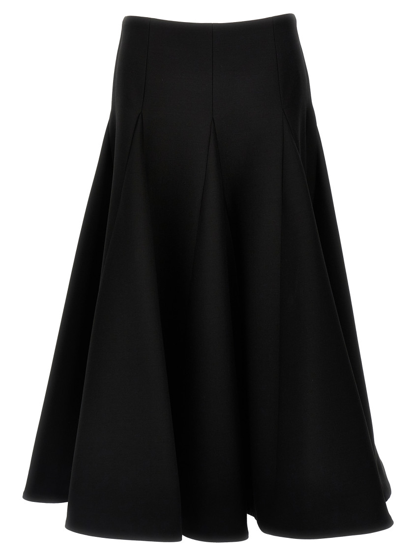 Valentino Crepe Couture Wool-blend Midi Skirt In Black