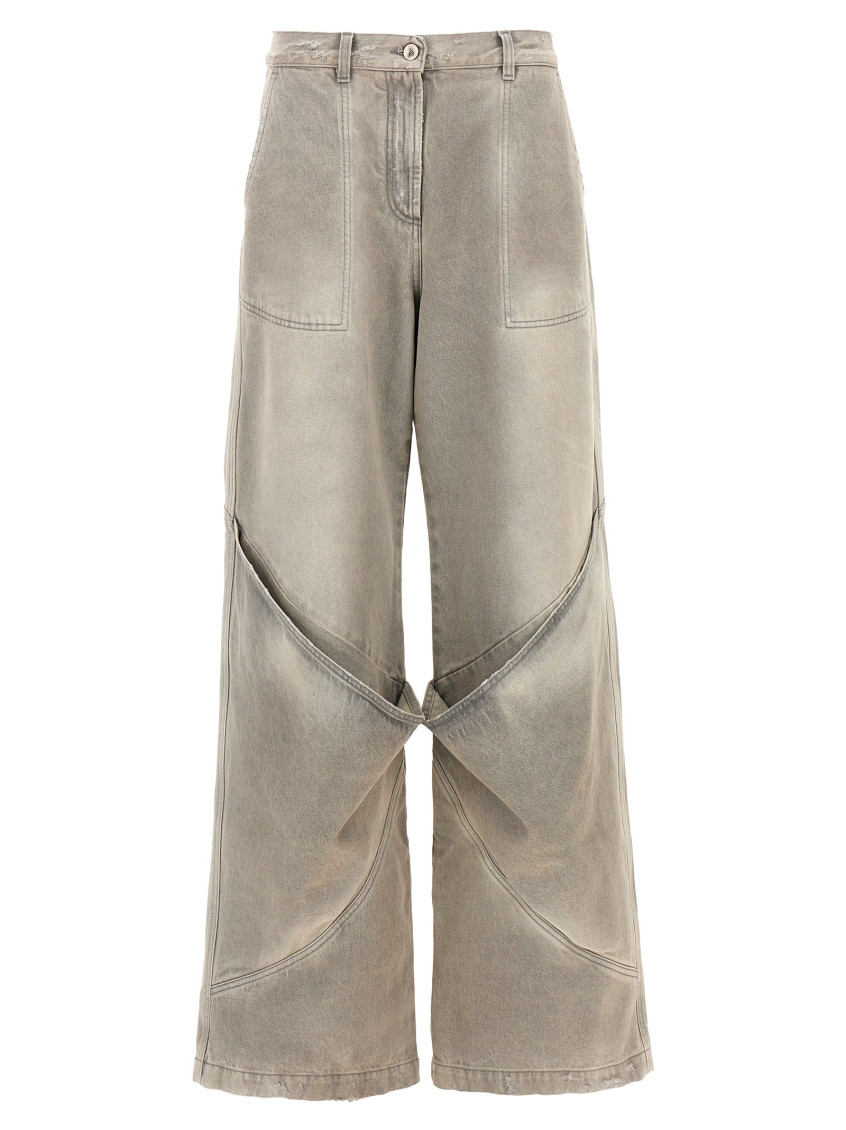 Attico Low-rise Wide-leg Jeans In Grey