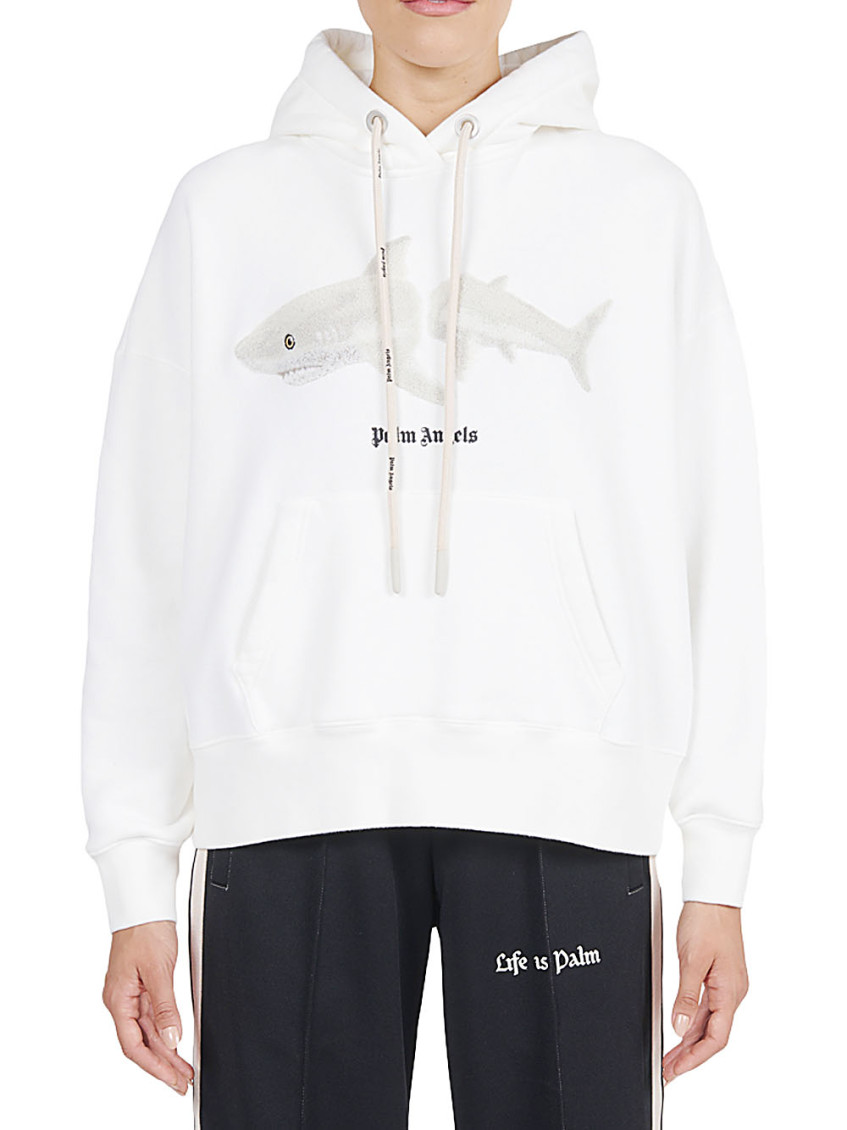 Palm Angels White Shark cotton hoodie for Women Online USA