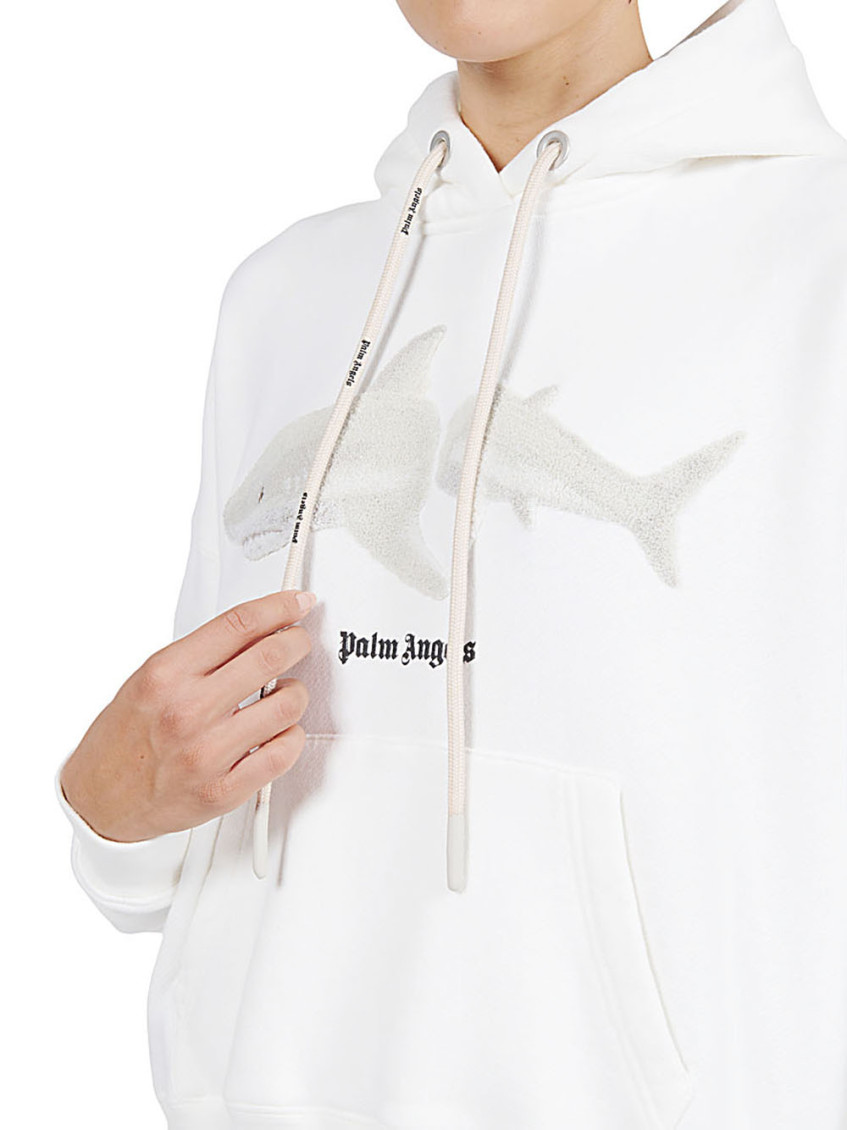 パーカー・フーディ Palm Angels White Cotton Sweatshirts Palm Angels White Shark cotton hoodie for Women Online USA