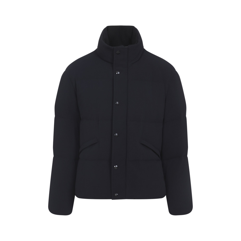 Giorgio Armani Quilted High Collar Jacket With Front Pockets In Black