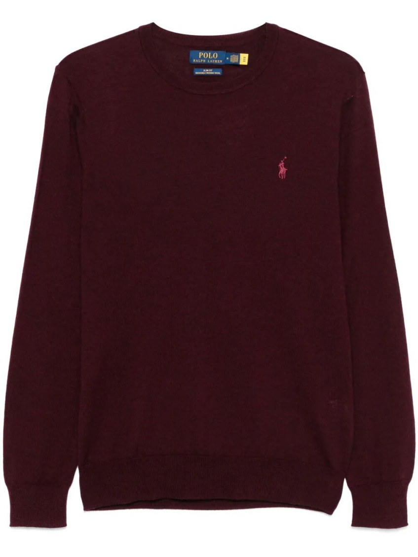 Ralph Lauren Purple Crew Neck Sweater In Burgundy