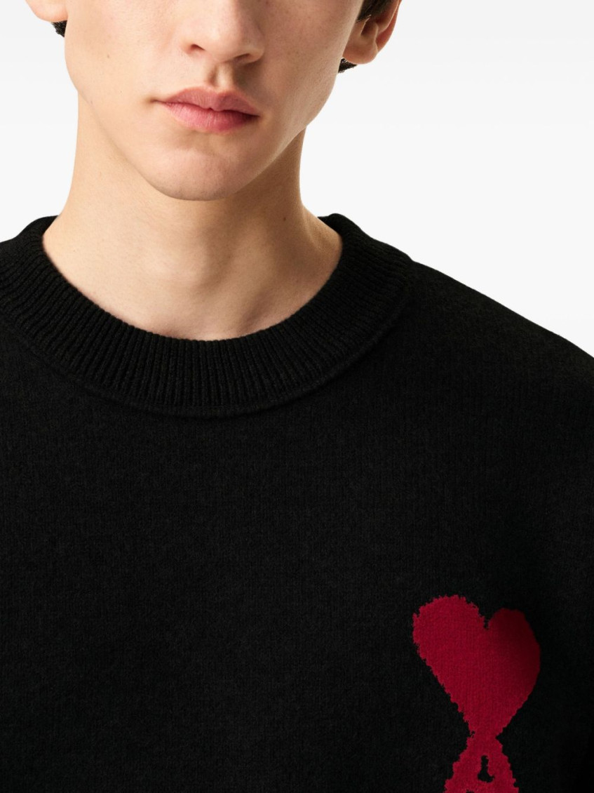 Ami Paris Black Wool Sweater for Men Online India at Darveys.com