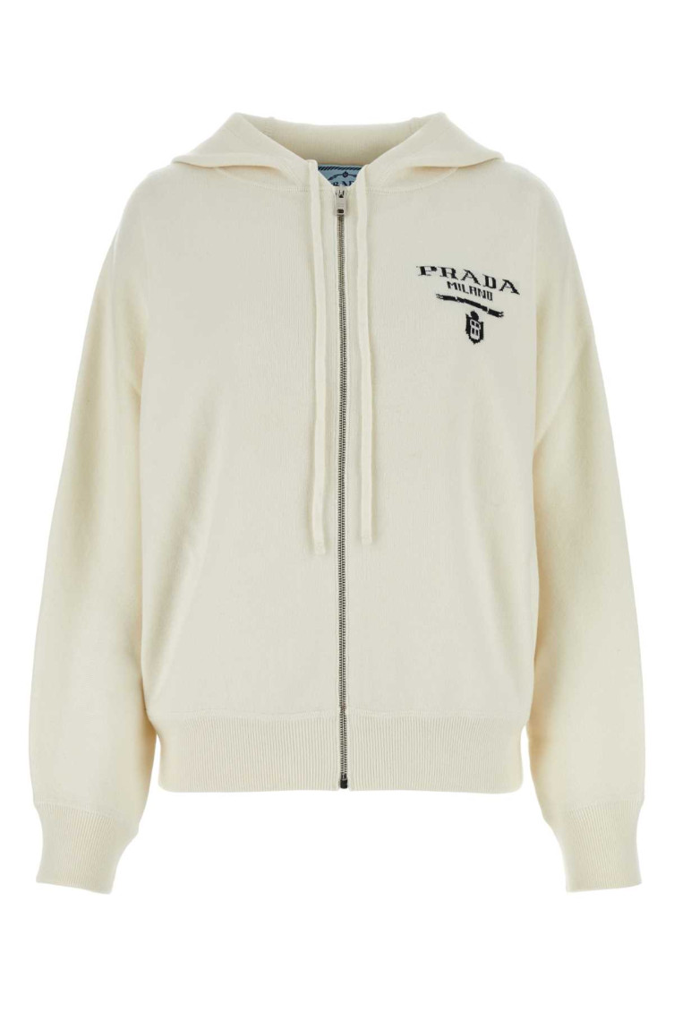 Prada White Cashmere Blend Sweatshirt In White