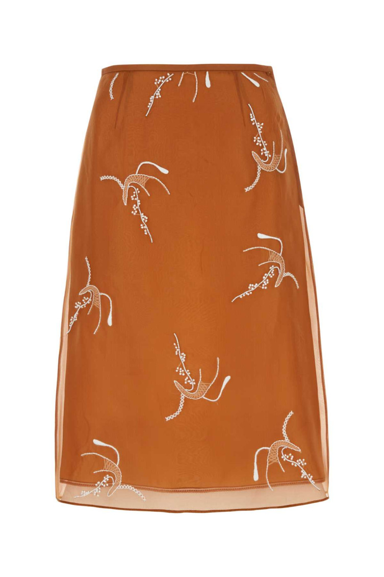 Prada Chic Copper Light Knit Mini Skirt In Brown