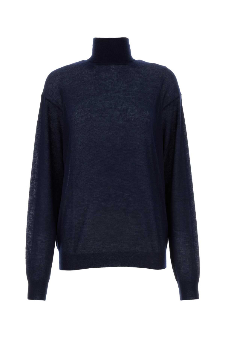 Prada Navy Blue High Neck Sweater In Navy Blue
