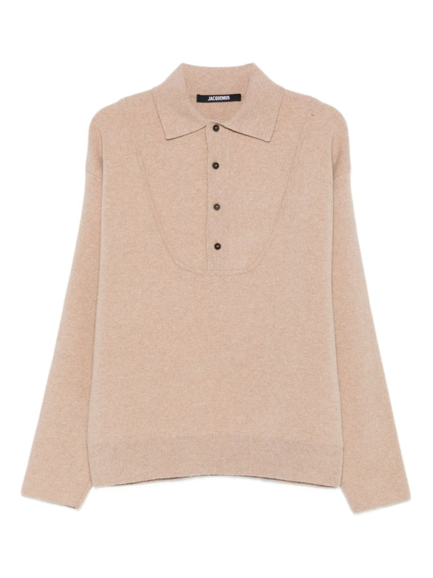 Jacquemus Beige Merino Wool And Cashmere Sweater In Brown