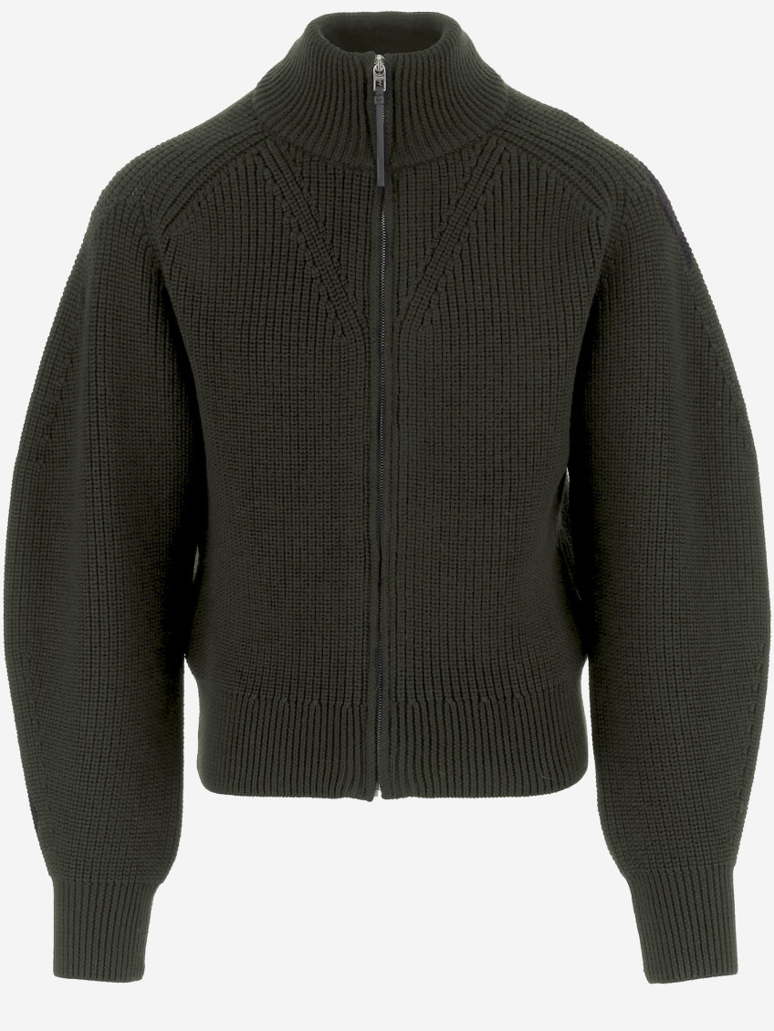 Jacquemus Dark Khaki Zip Front Ribbed Sweater In Green