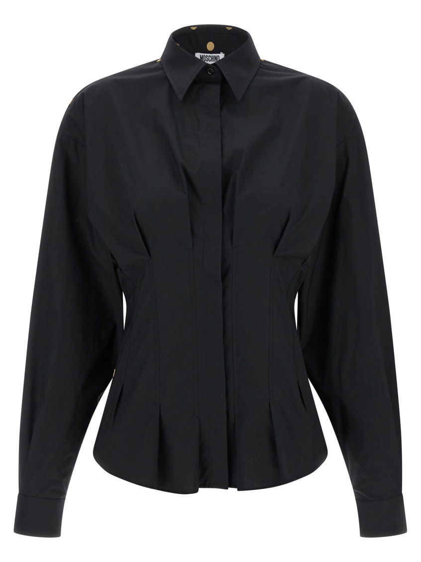 Moschino Dotted Shirt With Collar And Long Sleeves In Black