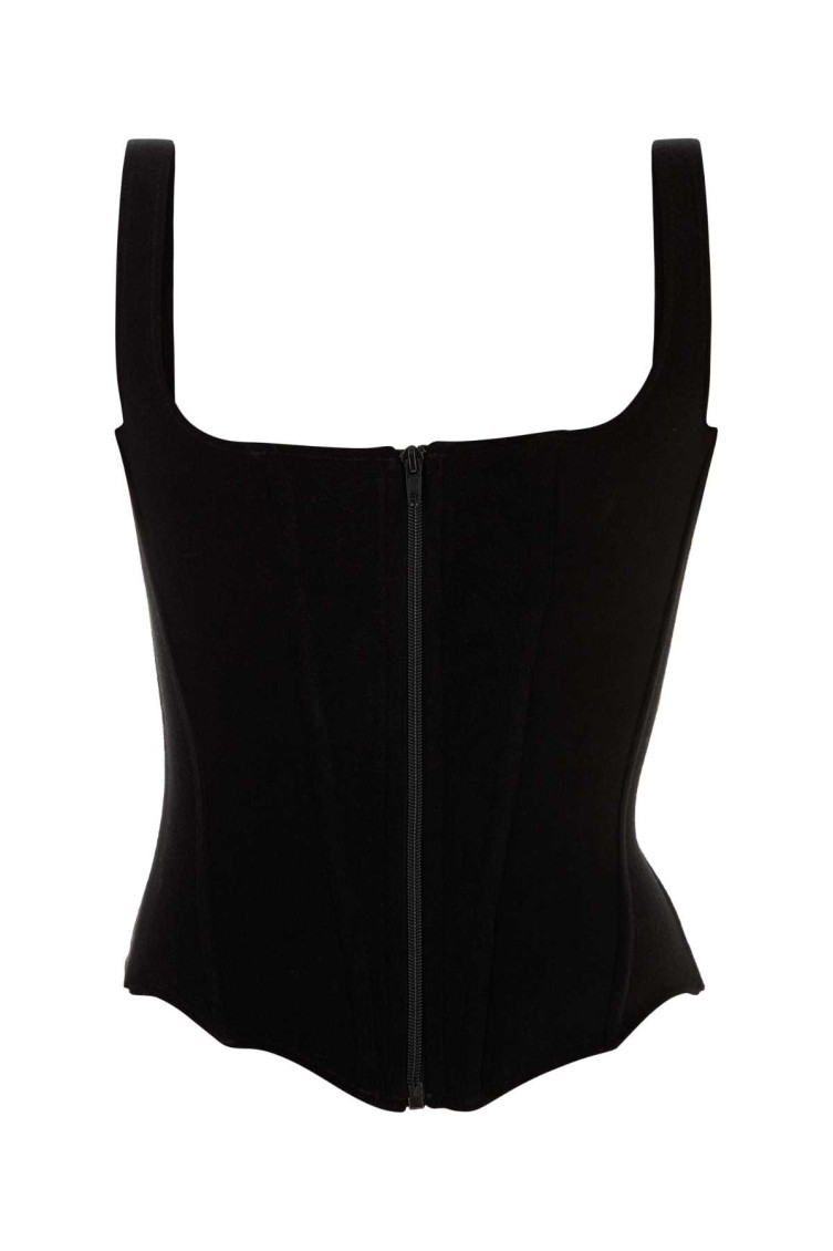 Balenciaga Stretch Corset Top In Black