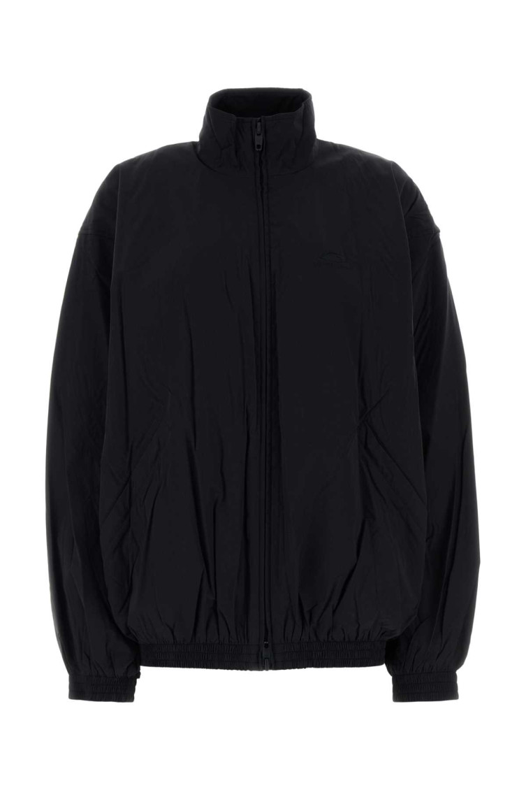 Balenciaga Slate Tech Fabric Oversize Windbreaker In Blue