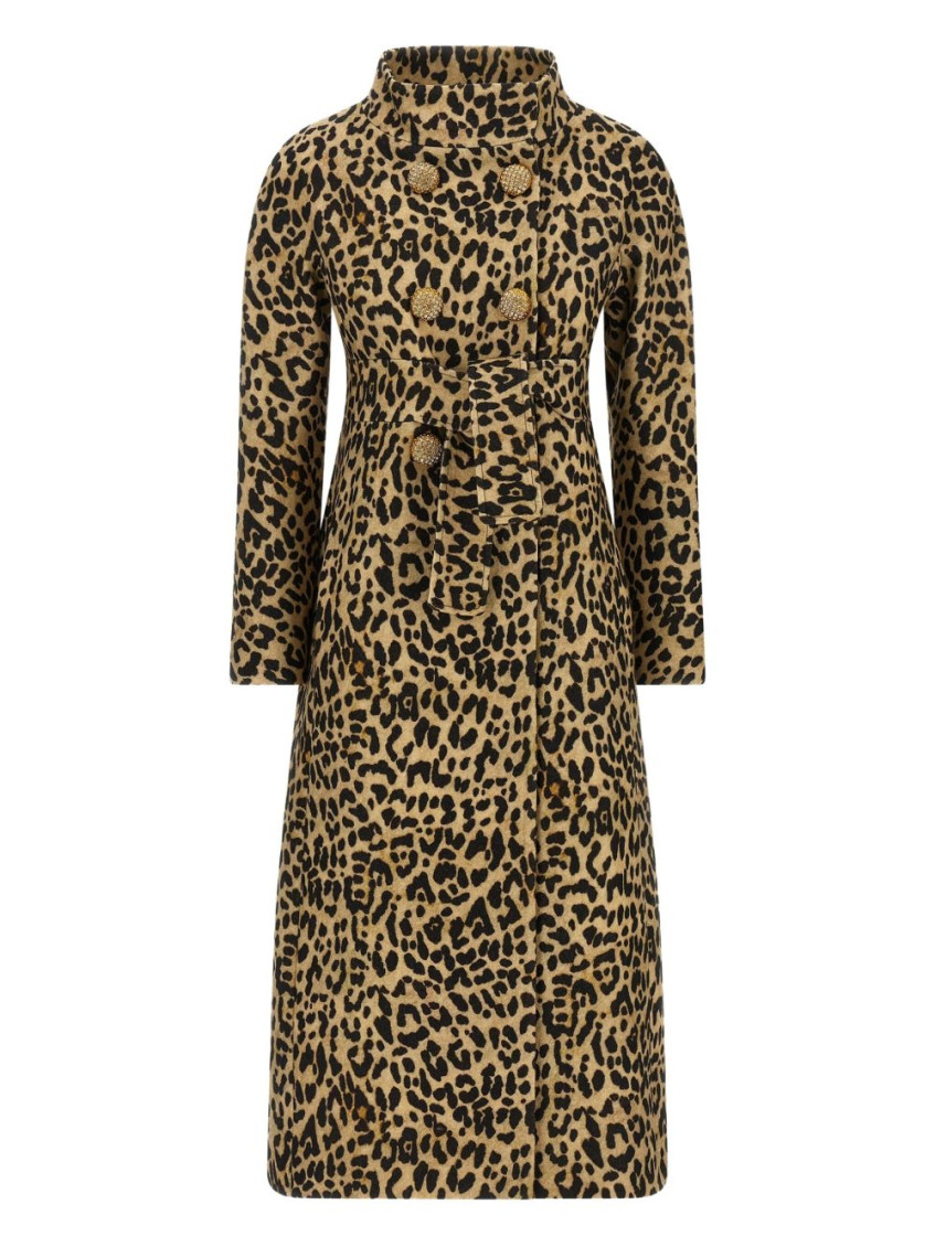 Valentino Multicolor Animal Print Coat In Neutral
