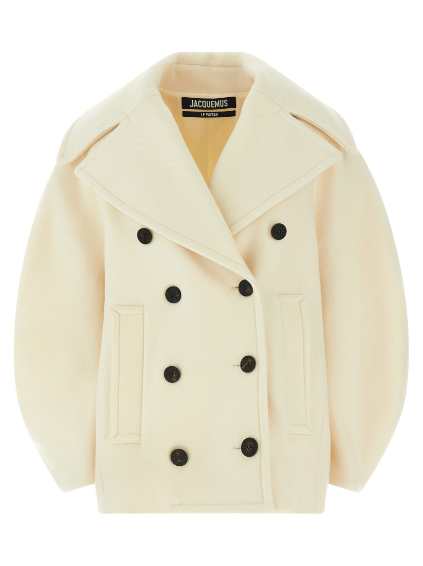 Jacquemus Le Caban Ovalo Coat In White