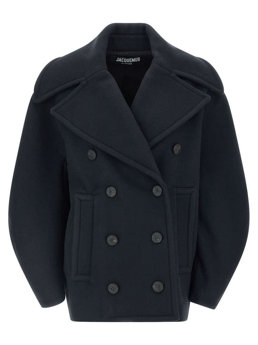 Jacquemus Blue Le Caban Ovalo Coat In Blue