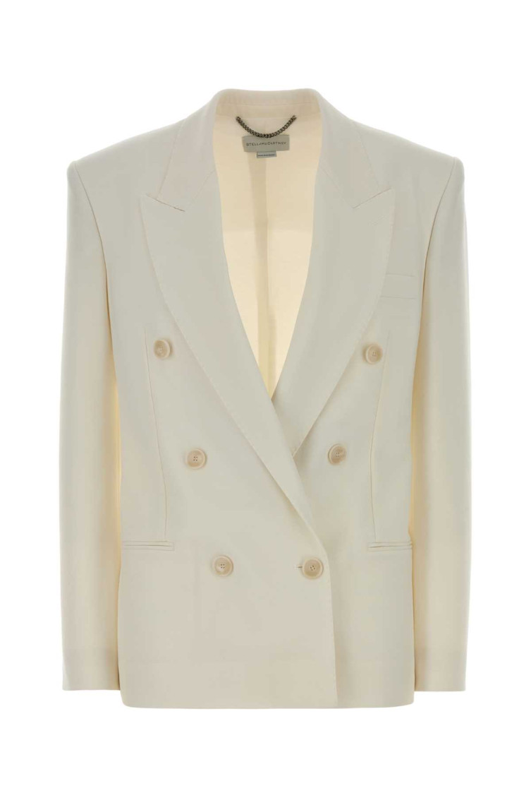Stella Mccartney Tailored Wool Blazer Featuring Structured Shoulders In Neutral