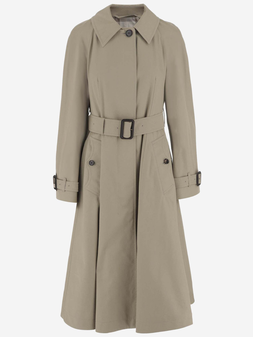 Burberry Beige Ellingham Cotton Trench Coat In Green