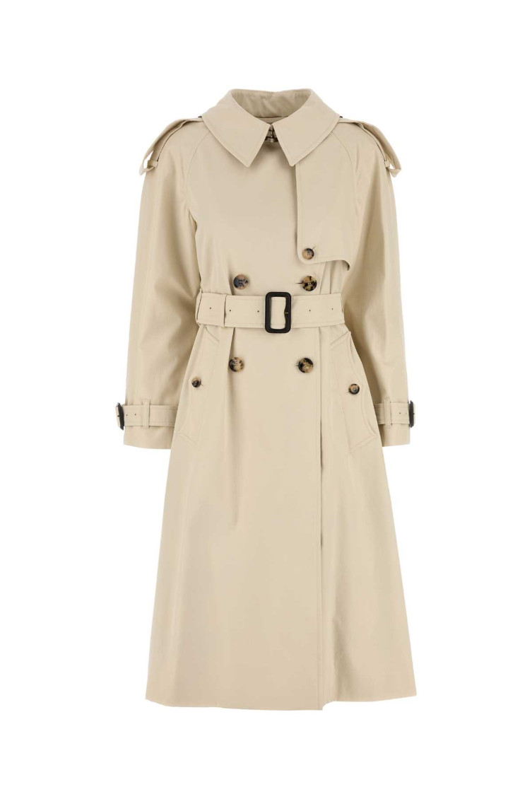 Burberry Beige Double Breasted Trench Coat In Brown