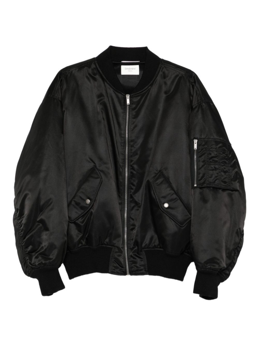 Saint Laurent Bomber Jacket In Water-repellent Nylon Serge In Black