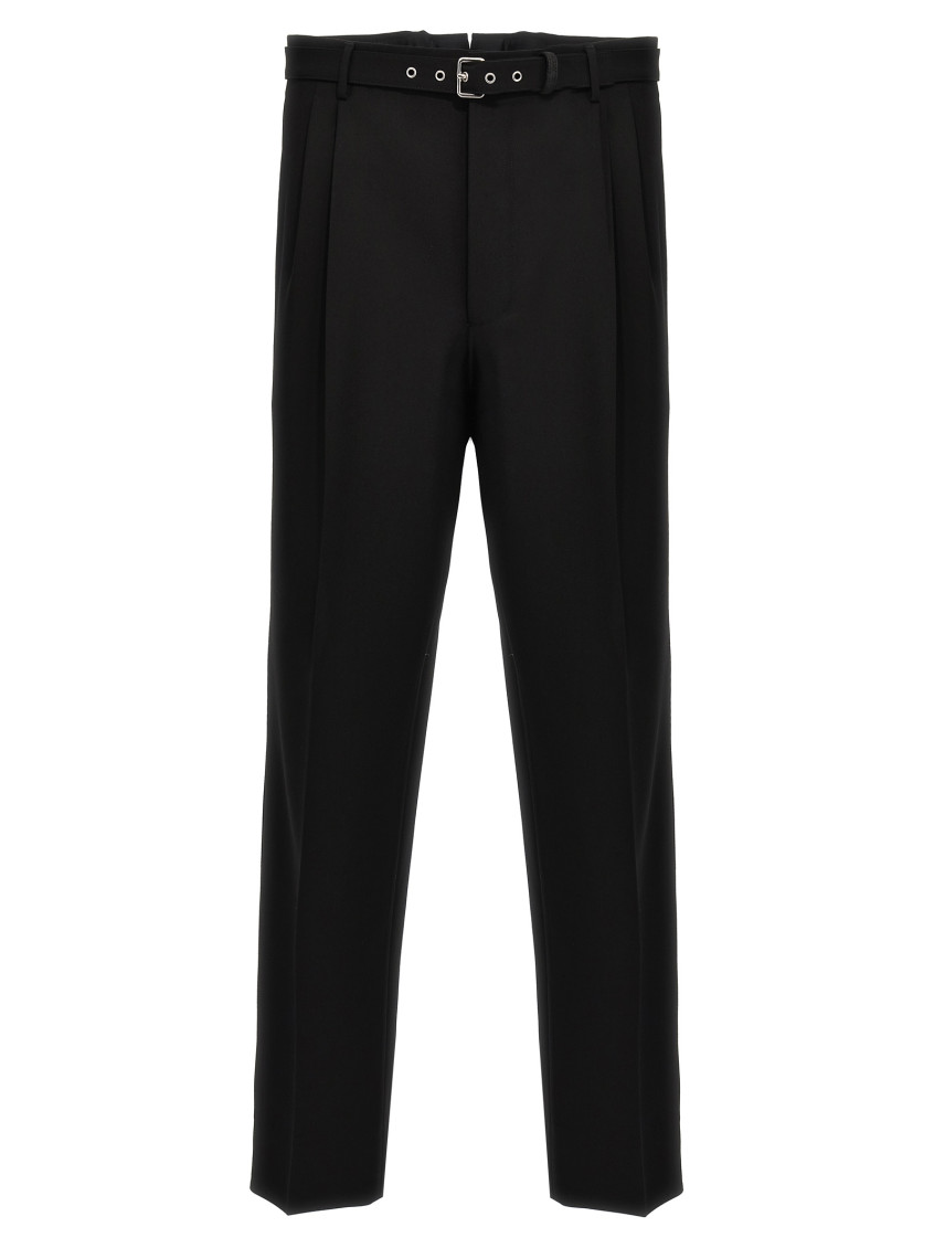 Prada Black Wool Tailored Trousers In Black