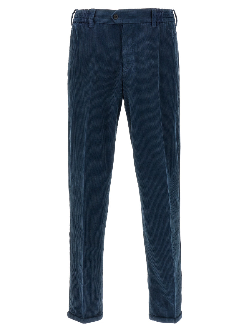 Pt Torino Velvet Tapered Trousers In Blue