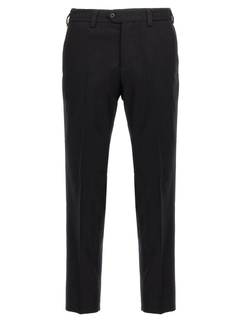 Pt Torino Rebel Pleated Trousers With Elastic Waistband In Black