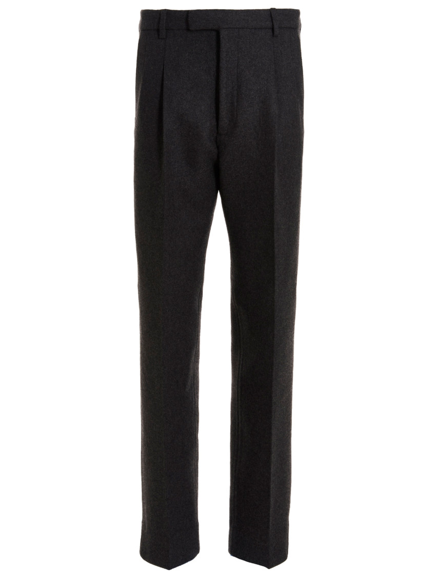 Gucci Slim-fit High-waist Pants In Wool-silk Blend In Grey