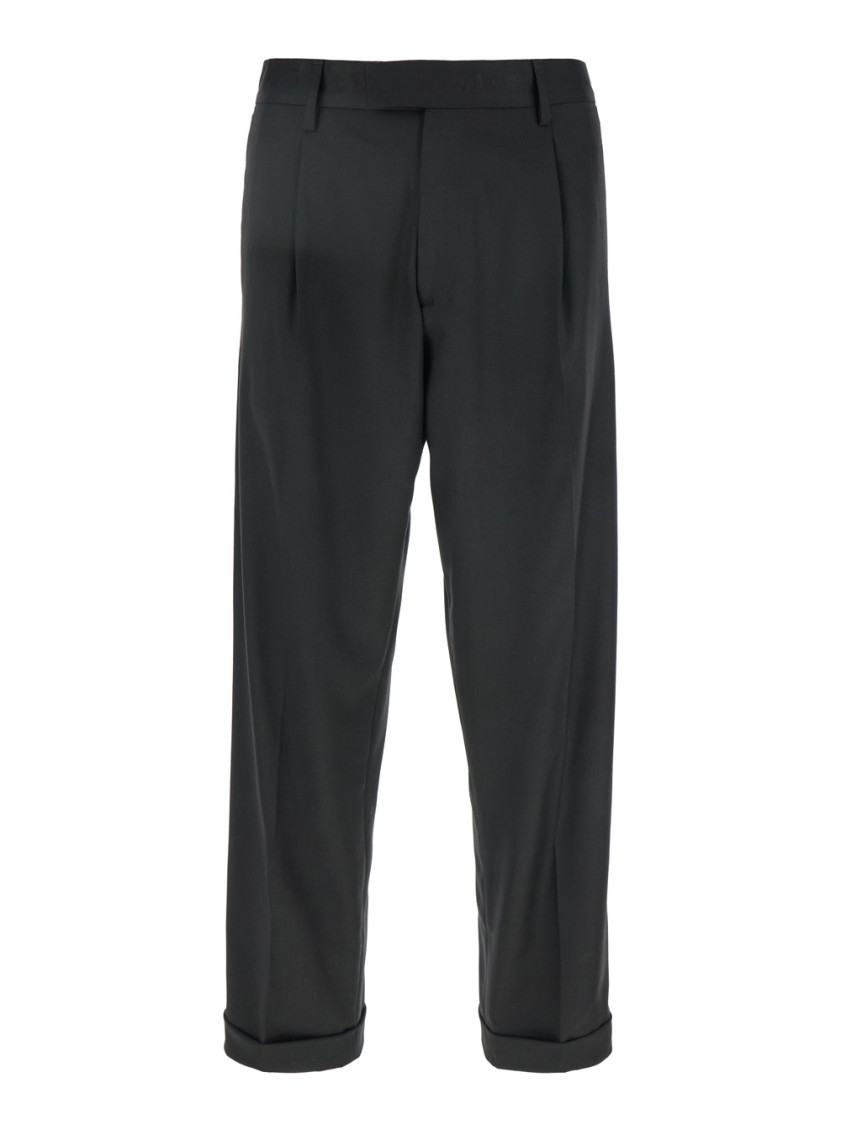 LOW BRAND BLACK KIM LUXOR BLACK PLISSED PANTS 
