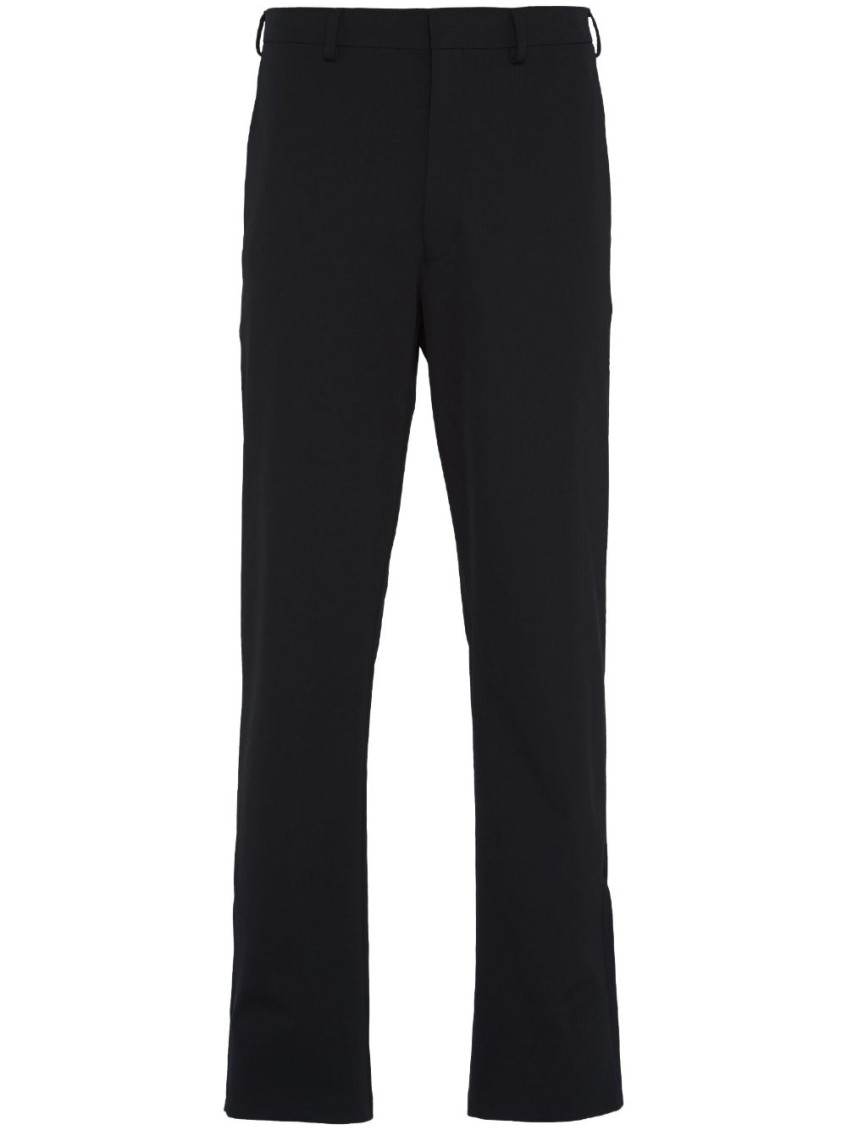 Prada Stretch Trousers With Elastic Waistband And Pockets In Black