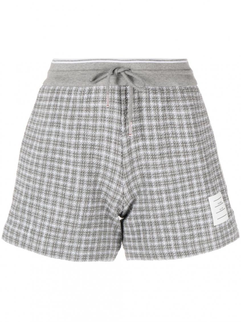 Thom Browne Cotton Tweed Drawstring Shorts In Grey