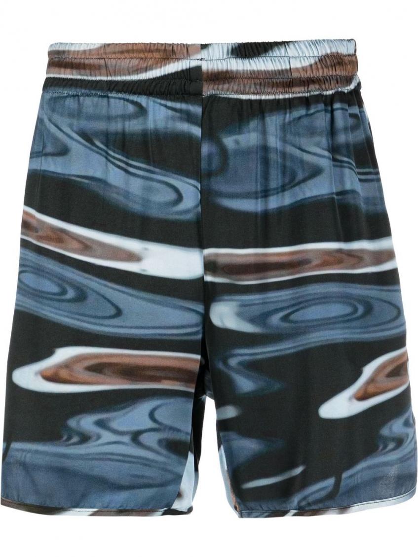 Blue Sky Inn Graphic Print Track Shorts In Sky Blue